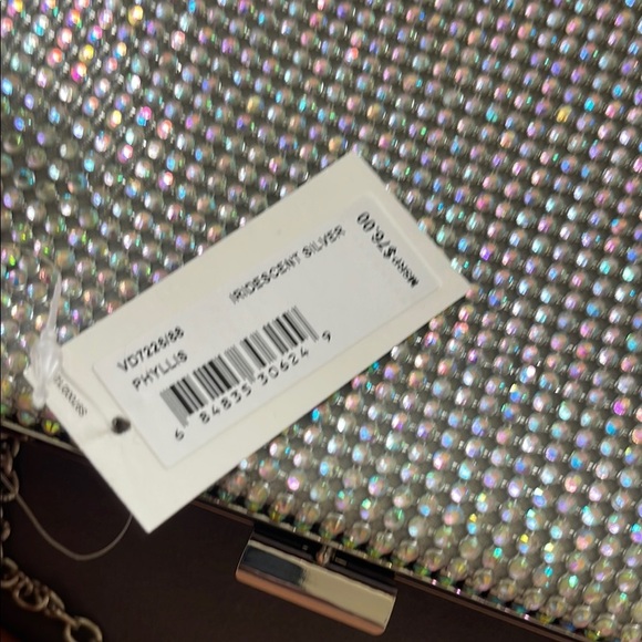 Jessica McClintock Silver Clutch with Chain Strap - Picture 5 of 6